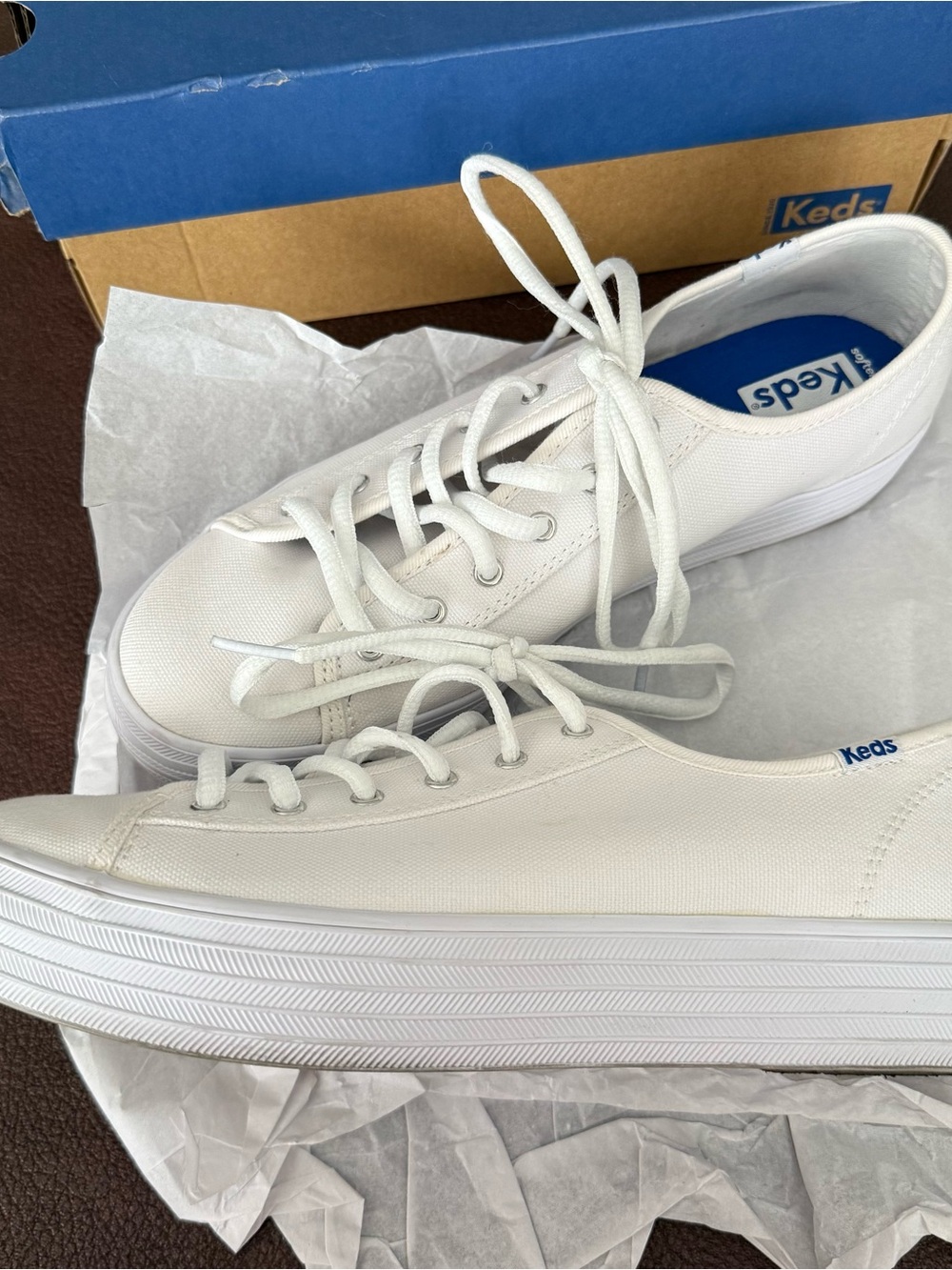 Keds White Low-Top Canvas Sneakers with Platform Sole - Picture 2 of 5